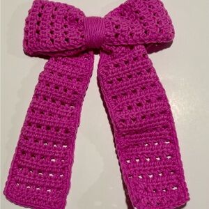 Elegant Fuchsia Crochet Bow Hair Accessory
